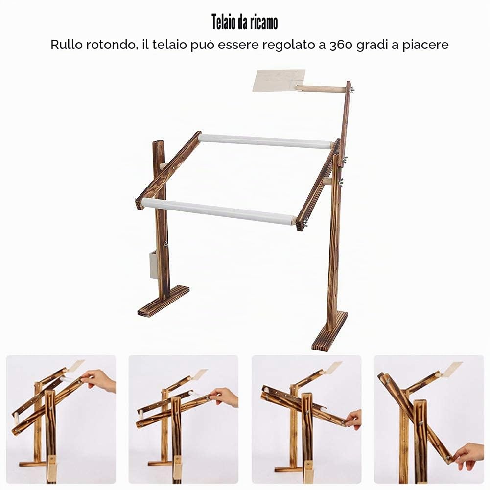 Supporto di ricamo in legno antico, supporto per punto croce con altezza regolabile, supporto per ricamo per amanti del lavoro manuale e artisti, accessori per cucito, accessori per artigianato