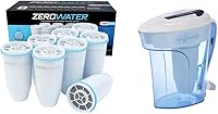 Vista 1 de ZeroWater Filtro de repuesto oficial (paquete de 8) y jarra de filtro de agua de 5 etapas lista para verter de 12 tazas