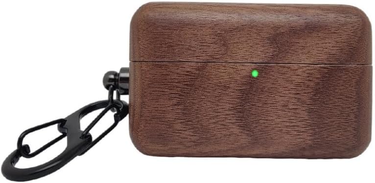Natural Wood Headphone Case with Carabiner Premium Wood Case for Sony Earbuds (Walnut, Sony WF-1000XM4)