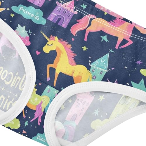 Wusikd Unicorns Stars Girls' Underwear Cotton Castles Girls Briefs Soft Toddler Underwear 2T4