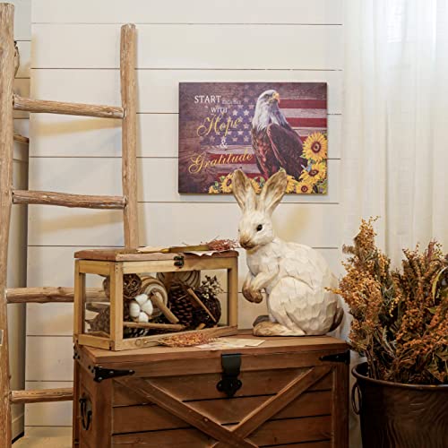 Soffee Design 16'' X 12'' National Day Decorative Canvas Prints Wall Art, Bald Eagle Bird Cultural Historic & American Flag Oil Painting Independence Day Pictures, Usa Patriotic Concept Poster For Home Decor #TOP2