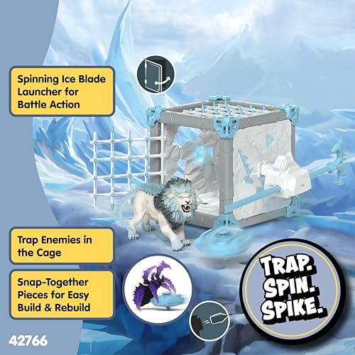 Image of Schleich Eldrador - 31Pc Battlecave Ice Lion Playset - Kids Ages 7+ | 42766