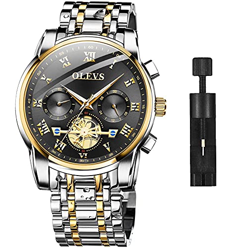 OLEVS ���v �����Y �r���v ���Ŏ��v �j���p �r�W�l�X �u�����h ���^���o���h �X�e�����X�o���h �A�i���O �\�� ������� �J�W���A�� watch for men (�S�[���h�F�o���h+black�[������)