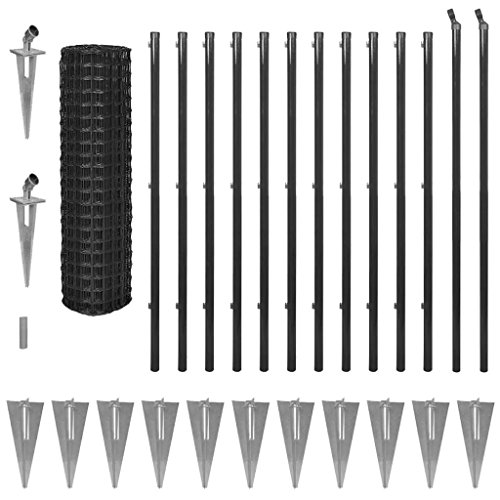 FZYHFA Fence Euro with Pegs 25 x 1.5 m in Steel Grey Beautiful Design, Robust and Reliable Also Resistant Garden Fence External barriers