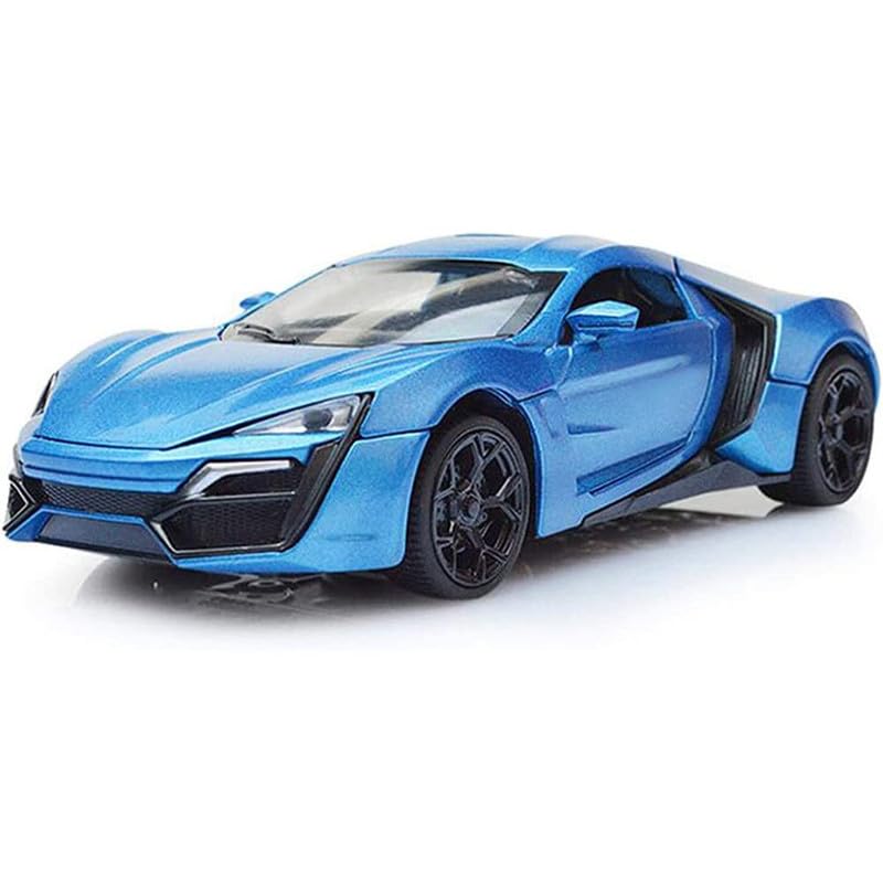 Image of Kids Model 1:24 Hyper Sport Die Cast Metal Car Pull Back Action Opening Doors with Realistic Engine Sound Lights Toy Car Gift for Boys - Multi