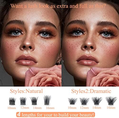 Eyelash Extension Kit at Home, Missicee 96 PCS D Curl Wide-Stem Cluster Lashes DIY Lash Extension Kit with 48 Hours Long-Lasting Cluster Lash Glue Bond& Seal, Cold Plastic Head Tweezers