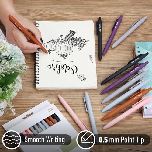 Image of Mr. Pen- Retractable Gel Pens, 12 Pack, Black Ink, Earthly Neutrals Barrel | Fine Point 0.5mm, Fast Dry, Smooth Writing, Cute Pens for Drawing, Writing Planner and School Supplies