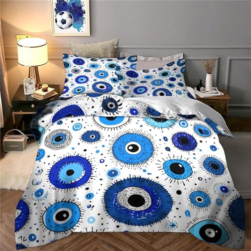 Parure de lit yeux bleus dessinés main pour des nuits douces - 6