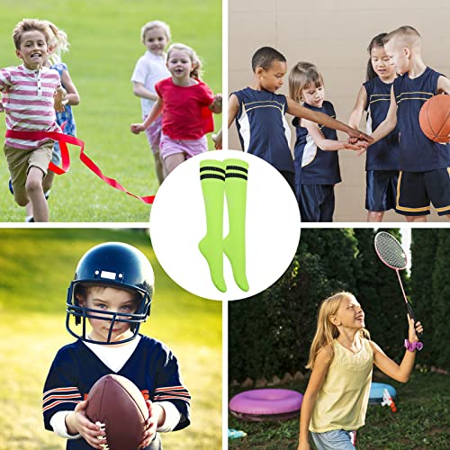 SZCXDKJ Children's Football Socks Long Comfortable Thin Children's Football Socks Breathable Fashion Boys and Girls 6-10 Years Old Football Socks (Fluorescent Green)