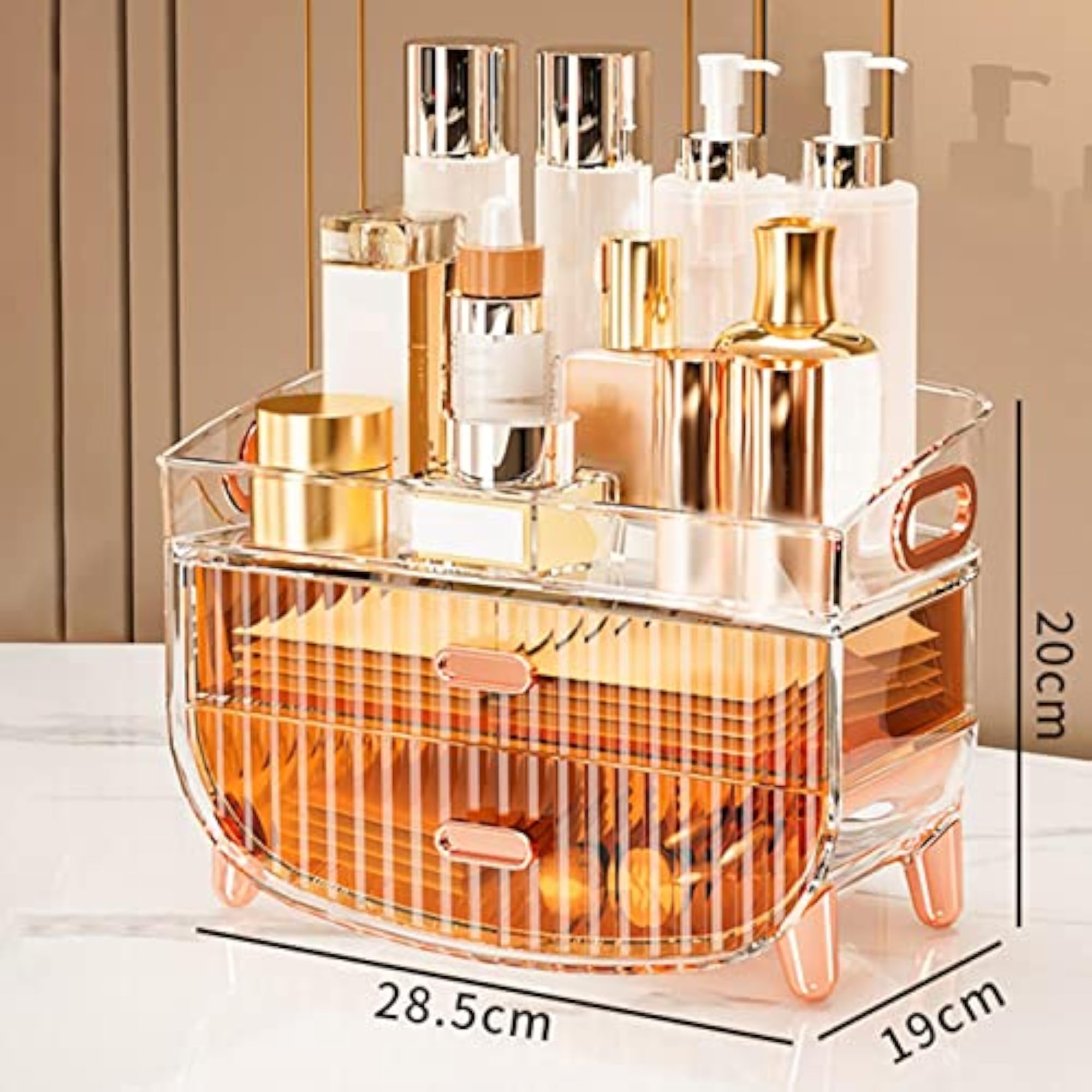 Orange Desktop Makeup Organizer Holder for Bathroom