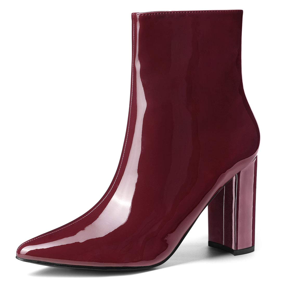 Allegra K Womens Chunky Heel Pointed Toe Zipper Ankle Boots