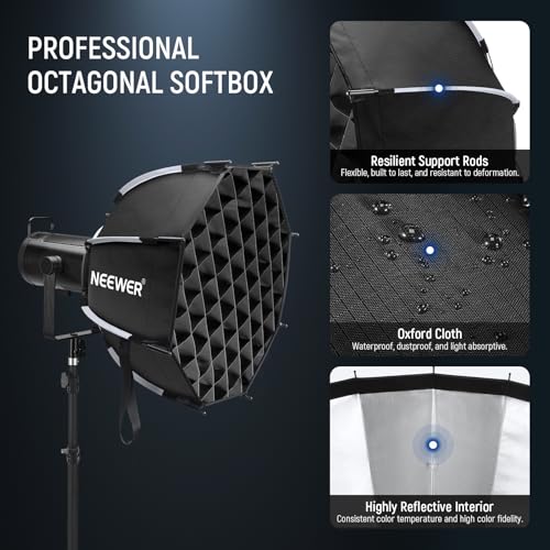 Image of NEEWER Octagonal Softbox Kit, 17.7 inch Parabolic Soft Box with Light Diffusers for Studio Photography Video Recording Streaming Lighting Compatible with Aputure 120d Compatible with Godox SL60w, NS45P