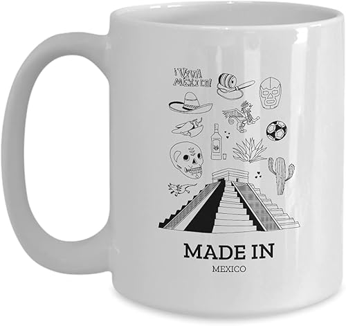 Mug Made In Mexico Gift Cute For Mexican Pride Patriotic Country Flag Proud Funny Mayan Pyramid Coffee Tea Cup Large 15 Oz