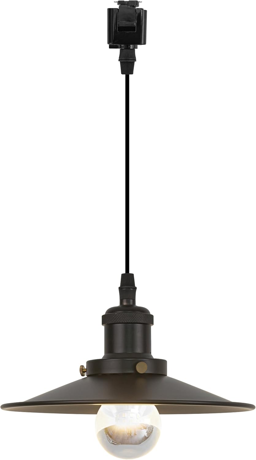 Kiven Anti Glare J-Type track lighting pendants, 1-Light J track pendant lights,Industrial J track Light Pedant for Kitchen Restaurant Hallway, Black Finish