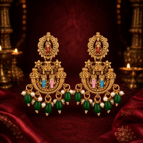 Image of Shining Diva Fashion Stylish Fancy Pearl Choker Traditional Jewellery Set for Women | Temple Necklace Set | Festive Wedding Party Necklace | 22k Gold Plated | Just Like Original Gold Jewellery