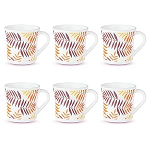 Larah by Borosil Costa Set of 6 Tea/Coffee Mugs (210 ml Each) Crysta Series
