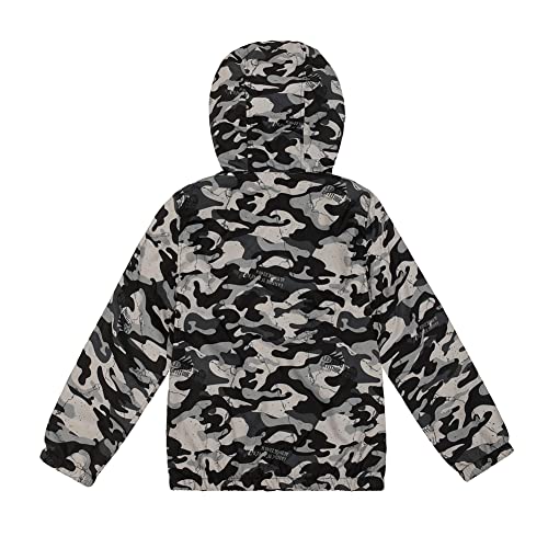 SNOW DREAMS Boys Waterproof Rain Jacket Windbreaker Lightweight Coat Kids Raincoat Outerwear Grey Camo Size 102
