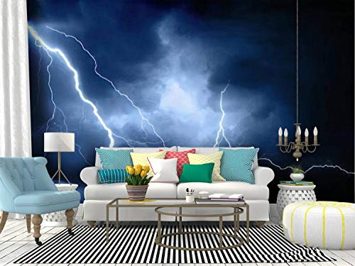 Kanworse Summer Storm Bringing Thunder Lightnings And Rain Canvas Print Wallpaper Wall Mural Self Adhesive Peel & Stick Wallpaper Home Craft Wall Decal Wall Poster Sticker For Living Room #TOP2