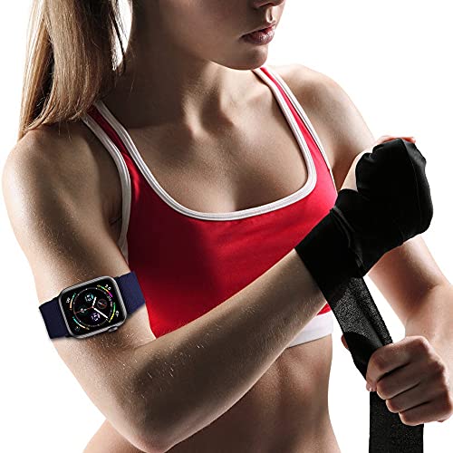IFCASE Elastic Arm/Ankle Band for Apple Watch 42mm 41mm 40mm (Navy Blue)