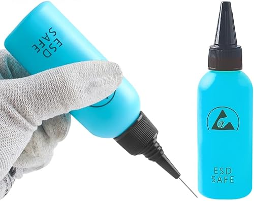 Botella de plástico de 2.0 fl oz con punta de aguja de precisión, botella de disolvente antiestático con 1 dispensador de aguja para cargar