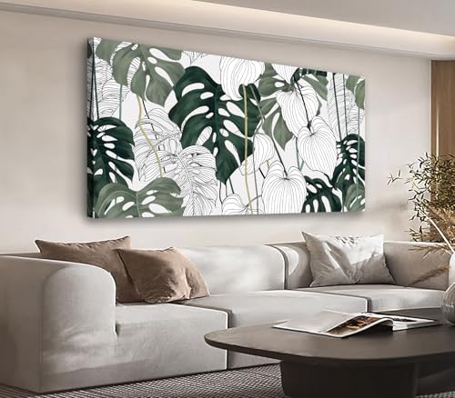 Large Tropical Botanical Wall Art for Living Room Decor Framed