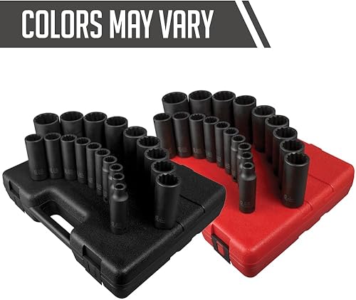 Miniatura 2 de SUNEX TOOLS 2820 Juego de impacto profundo SAE de 12 puntos con accionamiento de 12 pulgadas, 19 piezas
