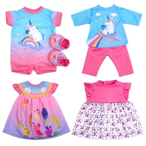 ECORELF 4 Set Baby Doll Clothes for 13-16 Inch-Animals Plants Theme