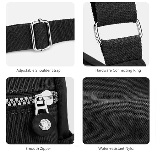 WITERY Crossbody Bag for Women - Nylon Waterproof Shoulder Bag Casual Zipper Multi-Pocket Crossbody Purses with Adjustable Strap, Ladies Lightweight Pocketbooks Messenger Bags Travel Purse Handbag - Thumbnail 5