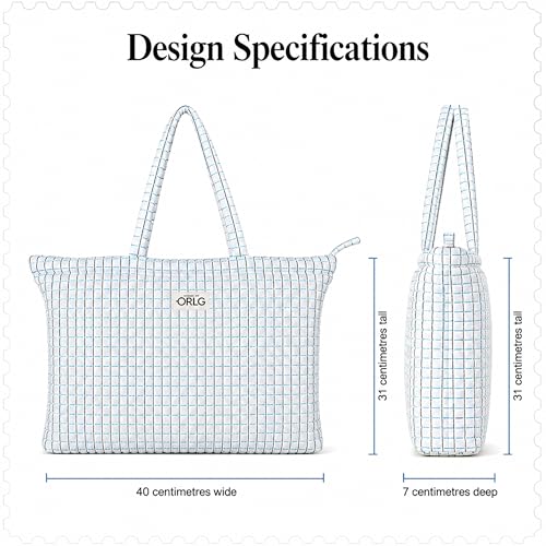 Image of Premium Cotton Waffle Quilted Tote Bag, Large Spacious Handbag for College, Office, Work, Travel, Shopping & Daily Use