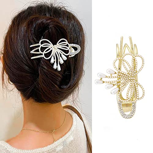 Bohend Groß Perle Pinze Pinze Pinze Pinze Artiglio dei capelli Fiocco Di spessore Kraft per capelli Stärke Larga Strass Accessori per acconciature per donne e ragazze Cover