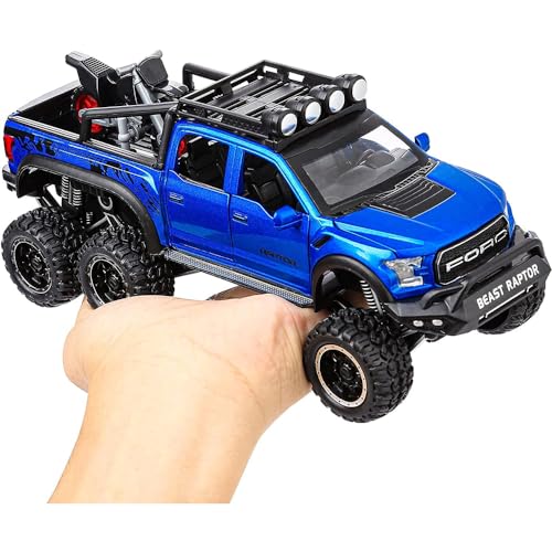 Image of Deuson Ecom Exclusive 1:24 Raptor F150 Alloy Metal Diecast Car Pull Back Die Cast Metal Pullback Toy Car With Openable Doors, Light Music Boys Gifts Toys For Kids - Black