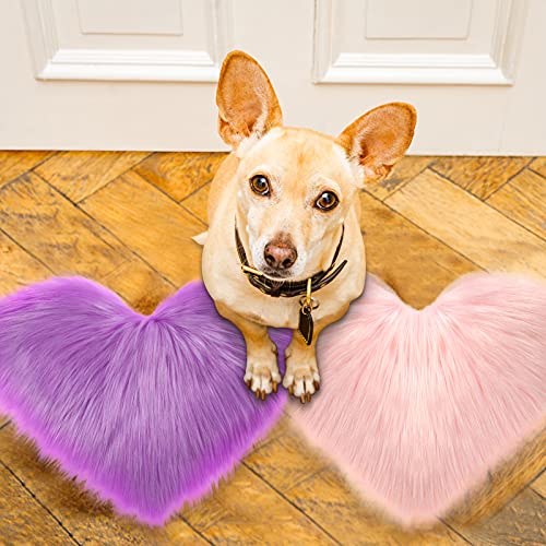 Tapis en forme de cœur pelucheux pour sol de chambre douillet - 7