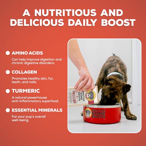 Image of Brutus Bone Broth Liquid for Dogs | All Natural | Made in USA | Glucosamine & Chondroitin for Healthy Joints | Human Grade Ingredients | Hydrating Dog Food Topper, Gravy & Treat (Beef & Pork)