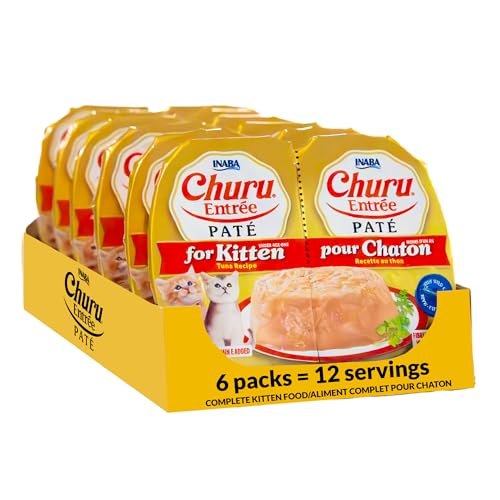 INABA Churu Entre Pate for Kittens Grain-Free High Protein & Moisture Prebiotic Wet Cat Food 1.23oz. per Serving 12 Servings Tuna Recipe