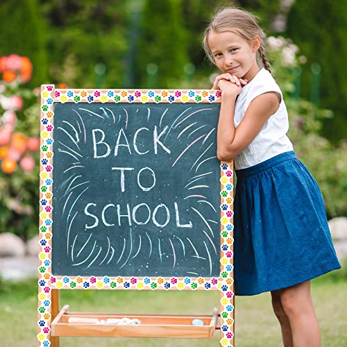 Jecery 60 Pack Paw Print Bulletin Board Borders Colorful Paw Prints Border Design Paper Animal Print Paper For School Classroom Black Bulletin Board Border Computer Teacher Decorations #TOP4