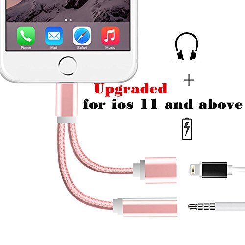 Seekermaker Braided 2 in 1 Lightning to 3.5mm Headphone Jack Adapter Charger Cable Converter For iPhone7 7plus