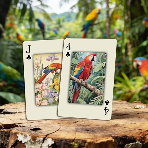 Parrot Theme Playing Cards, 54 ilustraciones artísticas miniatura 5