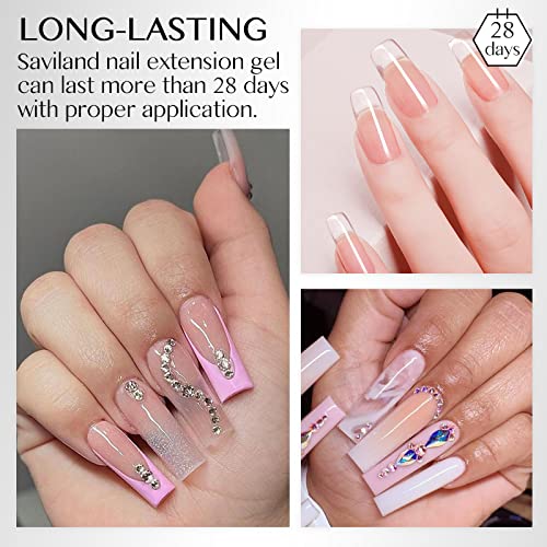Saviland Builder Nail Gel With Air Cushion Design, Clear Hard Gel For Nails Extension Gel, Builder Base Gel & Nail Strengthener Gel Nail Art Manicure Set With 100Pcs Nail Forms And Acrylic Nail Brush #TOP3
