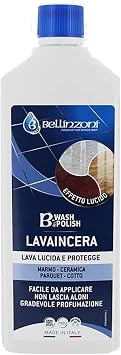 Bellinzoni B-Wash & Polish 2-in-1 Detergent and Polish for Hard Floors Cleans, Protects & Enhances Shine Professional Floor Care 1L