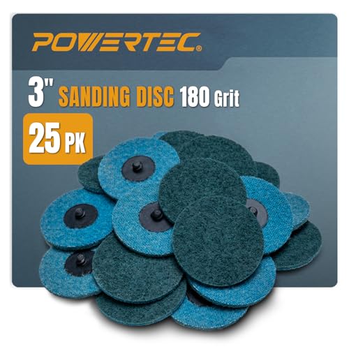 Image of POWERTEC 3-Inch Sanding Discs for Die Grinder & Power Drill - 25pcs Quick Change Type R Discs, 180 Grit Aluminum Oxide Non-Woven Nylon Surface Conditioning Pads for Metal, Wood & Paint Removal (11403)