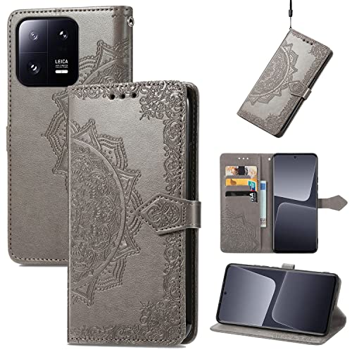 Étui Xiaomi 13 Pro König Design en cuir synthétique gris