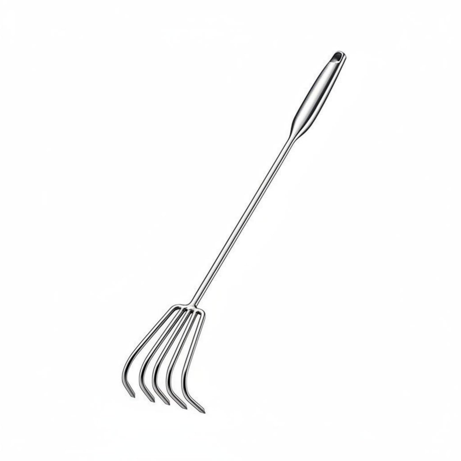 Rastrello Agricolo Rastrello da Giardino Zappa Coltivatore Sarchiatrice in Acciaio Inox Resistente Alla Ruggine Denti Affusolati per Terreni Manico , 70CM , 5 Denti