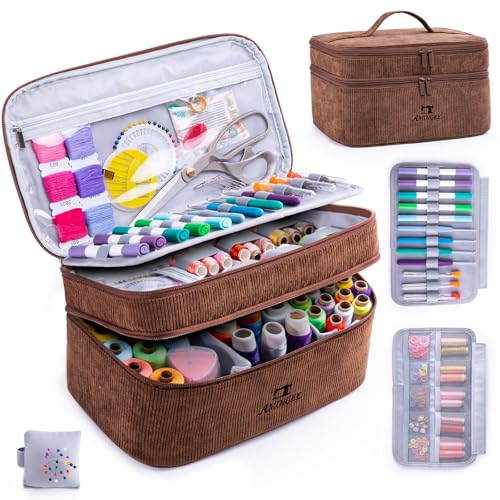 AMOIGEE Double-Layer Sewing Accessories Organizer with Pin Cushion – Large