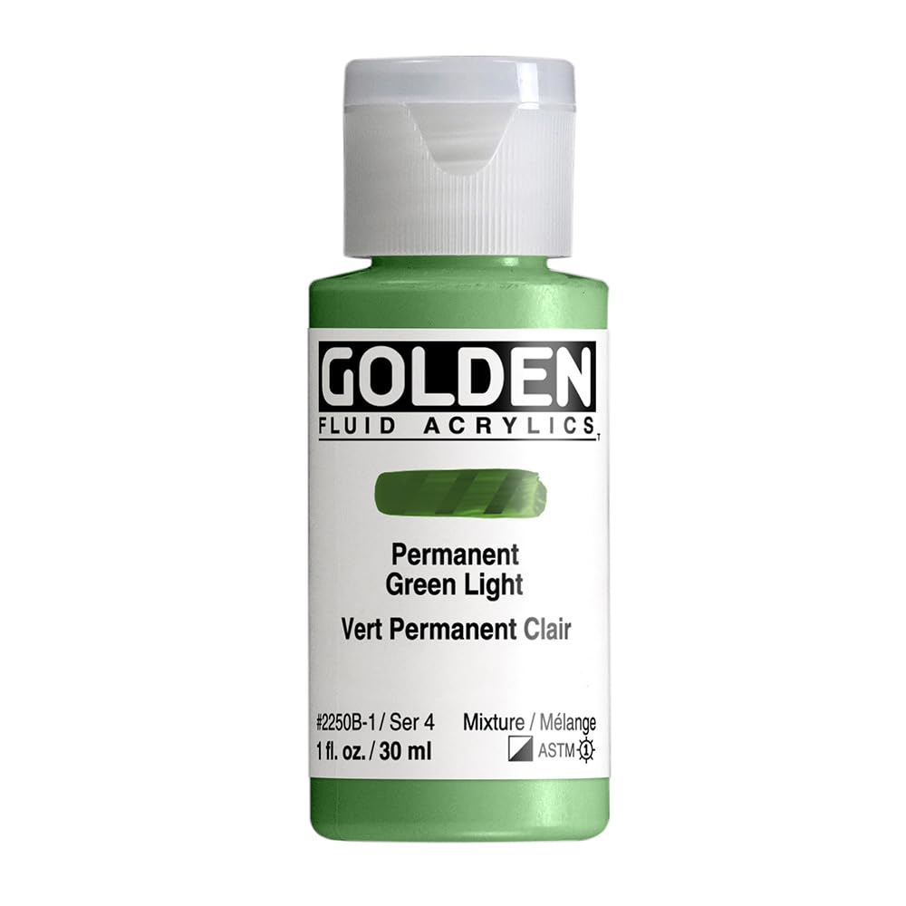 Golden Fluid Acrylics - Permanent Green Light - 1 oz Bottle