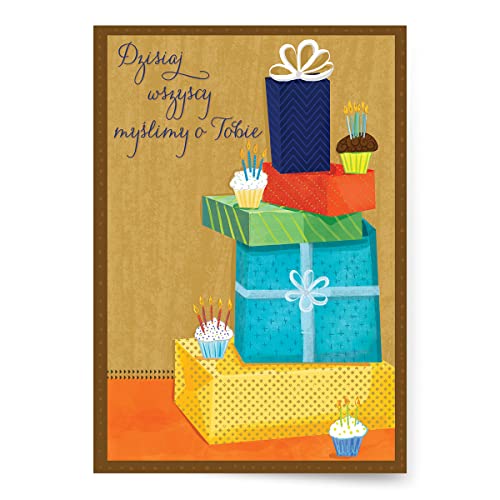 Designer Greetings Polish Language Happy Birthday Cards, Birthday Gifts and Cupcakes (6 Cards with Envelopes / 6 Karty i Koperty)