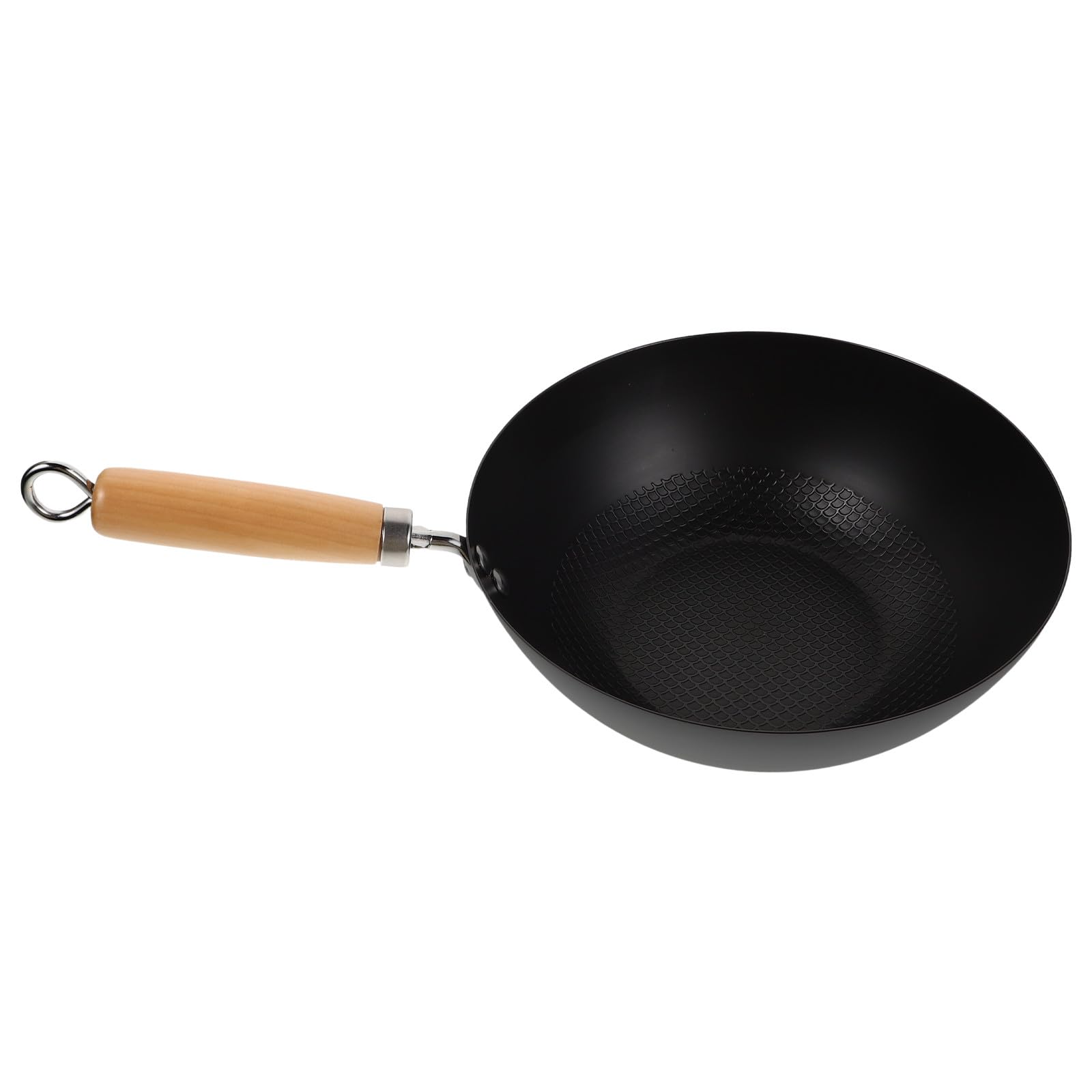 Padella Wok in Ferro Battuto Pratica e Stabile per Cucina a Gas, Piccola Pentola Friggitrice per Grill e Uso Quotidiano
