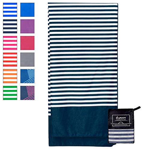 Microfiber Beach Towel for Travel - Oversized XL 70 x 35 Inch - Quick Dry, Sand Free, Extra Large, Lightweight with Zipper Bag - Compact, Perfect for Travel Towel and Beach Blanket (Blue Midnight)