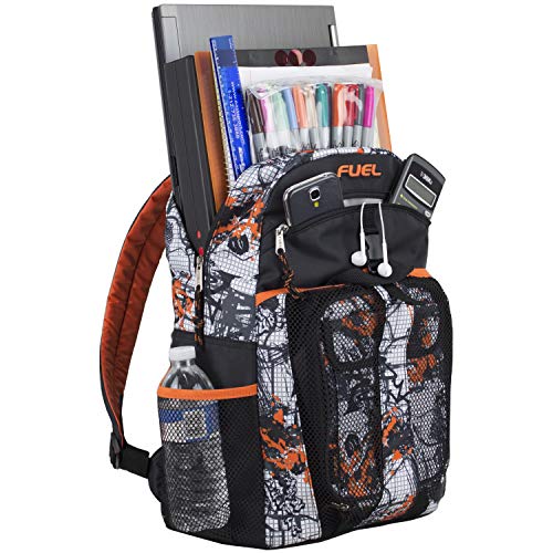 Fuel Backpack With Lunch Box Combo – 18.5” Two Compartment Water Resistant Durable Adjustable Straps With Side Water Bottle Pockets 2 In 1 Set – Urban Grid #TOP4