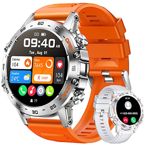 Image of SUNKTA Smart Watches for Men(Answer /Calls),1.39 inch Touchscreen /5ATM Waterproof /120+ Sports Modes Fitness Watch with Heart Rate for Android /iOS Orange