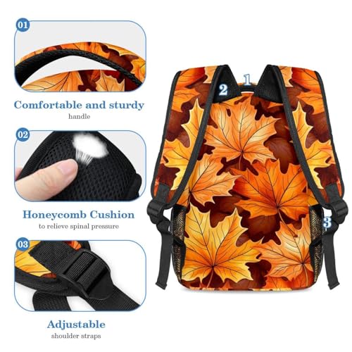 Cartable tendance feuilles d'érable avec trousse pour adolescent et enfant multicolore